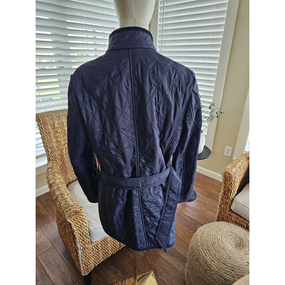 TALBOTS Navy Quilted Mid Length Barn Jacket Size L Equestrian Preppy - Picture 5 of 10